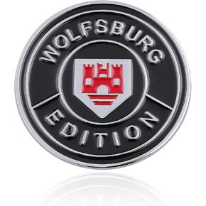 A Wolfsburg Edition Round Emblem 2.5in Personalized Decoration Car Sticker 3D Aluminum Alloy Car Side Stickers Rear Badge Tailgate Logo Compataibe with All Car SUV Truck (Black&White&Red)