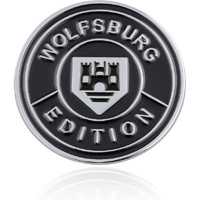 إصدار Wolfsburg شعار مستدير 2.5 بوصة ملصق سيارة تزيين شخصي ثلاثي الأبعاد من سبائك الألومنيوم ملصقات جانبية للسيارة شارة خلفية شعار الباب الخلفي متوافق مع جميع شاحنات سيارات الدفع الرباعي (أسود وأبيض وأحمر)