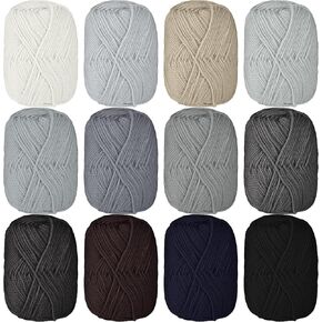 12 Skeins Cashmere Wool Yarn Worsted Weight Cashmere Yarn for Crocheting Classic Wool Yarn,4 Medium Crochet for DIY Craft Project Starter, Each 100g 210 Yard, 12 Color(Mix Series) in Kuwait