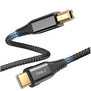 USB C Printer Cable 10ft, USB C to USB B Printer Cable Nylon Braid High-Speed USB C MIDI Cable for MacBook Pro/Air, Digital Piano MIDI Controller, HP Epson Canon Brother Lexmark Printers and Scanner