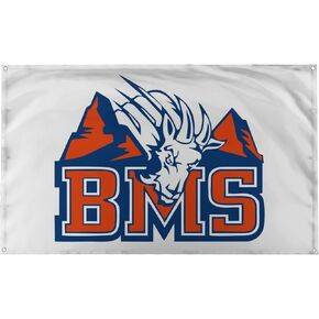 Banger - White BMS Blue Mountain State University Mountain Goats College School Logo Funny College Dorm Flag Banner Tapestry Poster Meme 3x5 Feet Thad Castle Alex Moran
