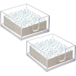 2 Pack Acrylic Napkin Holder, 5.5x5.5 Inches Clear Luncheon Napkin Holder for Table, Cocktail Napkins Holder Square Rectangle for Dinner, Decorative Napkin Tray for Kitchen, Bathroom