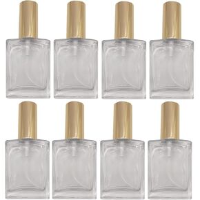 8PCS Square Glass Spray bottle,1.7oz Small Refillable Container with Fine Mist srpayer,Perfume bottle (50ml, Matte Black)