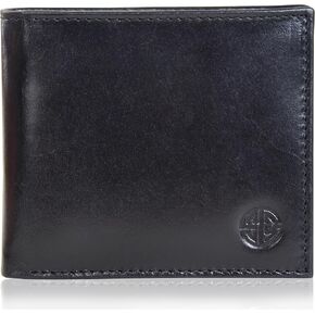 SERGA Real Genuine Leather Slim Wallet Bifold for Men with RFID Blocking in Gift Box - ACES (Black Smooth)