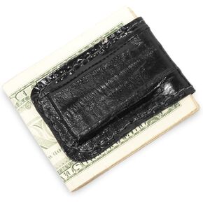 Genuine Eel Leather Magnetic Money Cash Clip Handmade