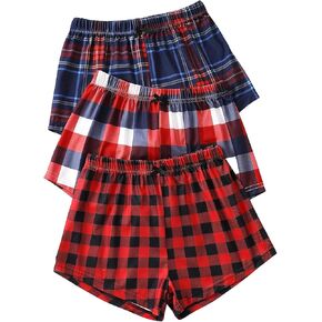Verdusa Girl's 3pack Plaid Print Elastic Waist Casual Shorts