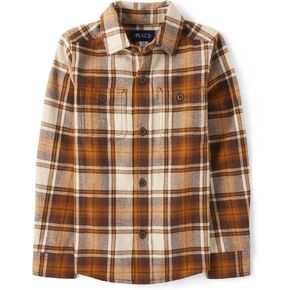 The Children's Place Boys' Long Sleeve Plaid Flannel Button Up Shirt