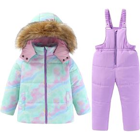 M2C Little Girls Winter 2-Piece Ski Snowsuit Set Puffer Jacket and Pants