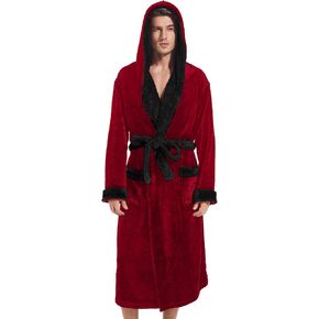 رداء بغطاء للرأس للرجال من Inner Wish، أرواب حمام طويلة من القطيفة، رداء حمام دافئ ومريح، رداء سبا للرجال مع جيوب