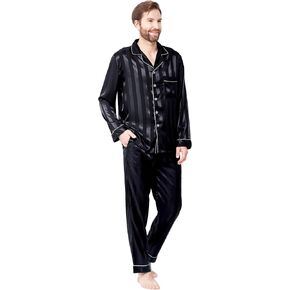 YIMANIE Mens Satin Pajamas Set Classic Sleepwear Loungewear