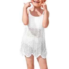 Cozyease Toddler Girls Beach Cover Up Color Block Crochet Coverups Cute Swimsuit Cover Up Beach Dress
