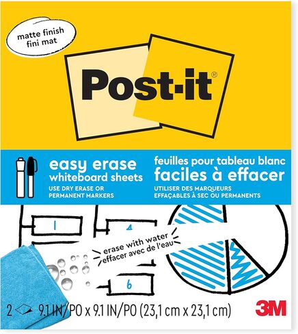 Post-it Easy Erase Permanent Marker Whiteboard Surface, 9.1 in x 9.1 in in Saudi Arabia