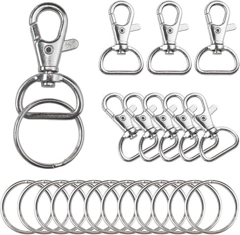 مشابك معدنية دوارة بمشبك مخلب جراد البحر وخطاف ربط الحبل (100 حزمة) 1 5/8 بوصة × 1 بوصة (حلقة واسعة 3/4 بوصة على شكل حرف D) مع حلقات مفاتيح - نتائج المجوهرات أو مشاريع الخياطة in Kuwait