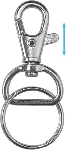 مشابك معدنية دوارة بمشبك مخلب جراد البحر وخطاف ربط الحبل (100 حزمة) 1 5/8 بوصة × 1 بوصة (حلقة واسعة 3/4 بوصة على شكل حرف D) مع حلقات مفاتيح - نتائج المجوهرات أو مشاريع الخياطة in Kuwait