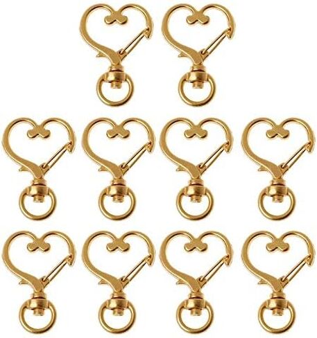 GBSTORE 10Pcs Metal Swivel Lobster Clasp Snap Hook Heart Shape Keychain Jewelry Findings (Gold) in Saudi Arabia