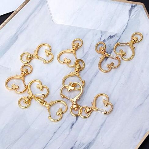 GBSTORE 10Pcs Metal Swivel Lobster Clasp Snap Hook Heart Shape Keychain Jewelry Findings (Gold) in Saudi Arabia