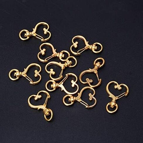 GBSTORE 10Pcs Metal Swivel Lobster Clasp Snap Hook Heart Shape Keychain Jewelry Findings (Gold) in Saudi Arabia
