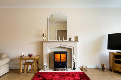 مرآة حمام ذات إطار معدني من Cozdecor مرآة حائط عتيقة بيضاء (32 بوصة × 20 بوصة، أبيض) in Saudi Arabia
