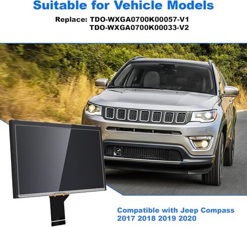شاشة LBW احترافية جديدة مقاس 7 بوصات Jeep Uconnect LCD مع شاشة تعمل باللمس، شاشة LCD رقمية ملاحة راديو، مناسبة لسيارة Jeep Compass 2017-2020، استبدال # TDO-WXGA0700K00033-V2 / TDO-WXGA0700K00057-V1 in Kuwait