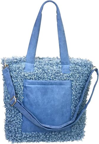 Sprigs Women's Cute Tote Bags - Casual Faux Fur Bag with Outside Pocket & Inside Laptop Sleeve - Laptop Tote Bag For Women in Saudi Arabia