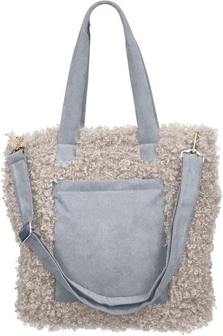 Sprigs Women's Cute Tote Bags - Casual Faux Fur Bag with Outside Pocket & Inside Laptop Sleeve - Laptop Tote Bag For Women in Saudi Arabia