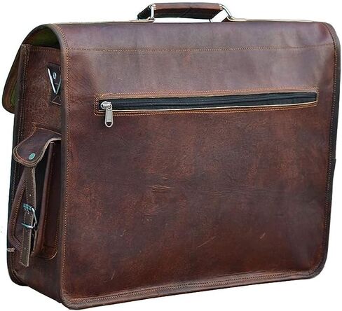 18 Inch Vintage Computer Leather Laptop Messenger Bags for Men Leather Briefcase Shoulder Bag Men & Women (Brown) in Saudi Arabia