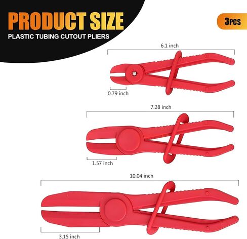 3 PCS Automobile Oil Pipe Sealing Pliers, Nylon Plastic Non-slip Handle Coolant Hose Straight Cutout Pliers, Multi-functional Practical Accessories, Suitable for Cars, SUVs, RVs (Red) in Saudi Arabia