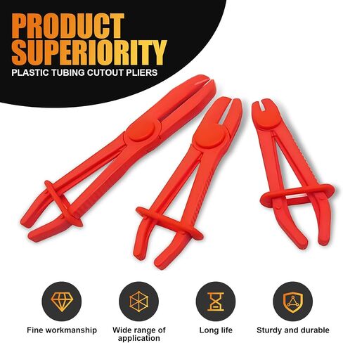3 PCS Automobile Oil Pipe Sealing Pliers, Nylon Plastic Non-slip Handle Coolant Hose Straight Cutout Pliers, Multi-functional Practical Accessories, Suitable for Cars, SUVs, RVs (Red) in Saudi Arabia