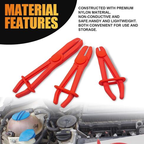 3 PCS Automobile Oil Pipe Sealing Pliers, Nylon Plastic Non-slip Handle Coolant Hose Straight Cutout Pliers, Multi-functional Practical Accessories, Suitable for Cars, SUVs, RVs (Red) in Saudi Arabia
