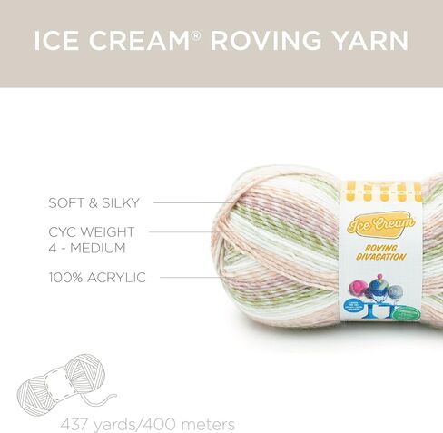 Lion Brand Yarn Ice Cream Roving Stripes Yarn, Sugar Baby in Saudi Arabia