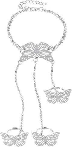 Butterfly Hand Chain Bracelet for Women Bohemian Butterfly Ring Bracelet Chain Hand Harness Bracelet Dainty Bracelet Prom Jewelry Gift in Saudi Arabia