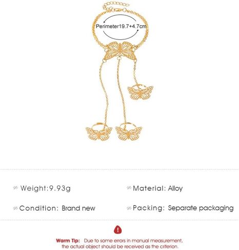 Butterfly Hand Chain Bracelet for Women Bohemian Butterfly Ring Bracelet Chain Hand Harness Bracelet Dainty Bracelet Prom Jewelry Gift in Saudi Arabia