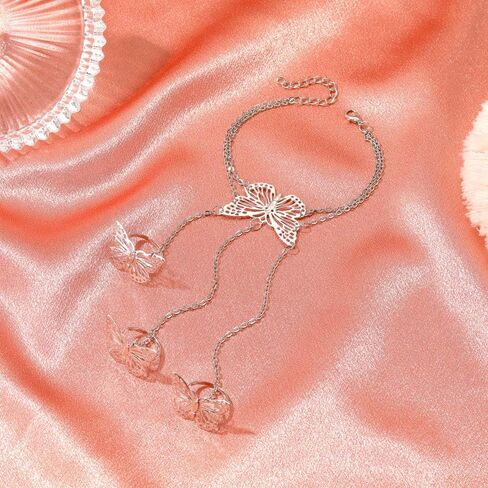Butterfly Hand Chain Bracelet for Women Bohemian Butterfly Ring Bracelet Chain Hand Harness Bracelet Dainty Bracelet Prom Jewelry Gift in Saudi Arabia