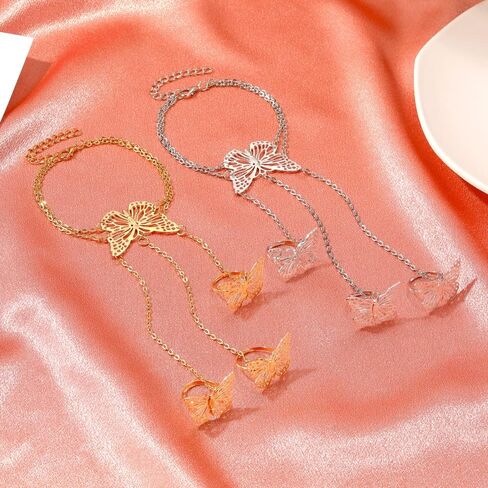 Butterfly Hand Chain Bracelet for Women Bohemian Butterfly Ring Bracelet Chain Hand Harness Bracelet Dainty Bracelet Prom Jewelry Gift in Saudi Arabia