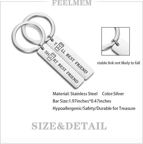 FEELMEM Best Friend Gift Short and Tall Best Friends Matching Keychain BFF Friendship Jewelry Gift in Kuwait