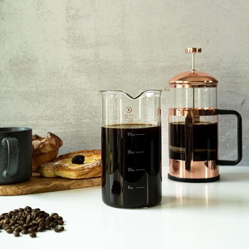 French Press Replacement Glass by Cafe Crush Club - Fire Hardened Borosilicate Beaker - 34 Ounce | 1 Liter Size with White Measures in Saudi Arabia
