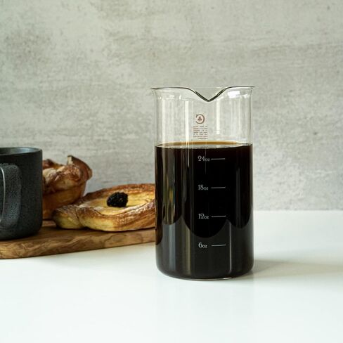 French Press Replacement Glass by Cafe Crush Club - Fire Hardened Borosilicate Beaker - 34 Ounce | 1 Liter Size with White Measures in Saudi Arabia