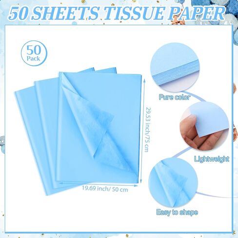 50 Sets Gift Bag for Baby Shower 50 Bear Baby Shower Goodie Bags Bear Paper Bag with Handles and Tissue Paper Baby Shower Party Favor Bags for Guests Gender Reveal Return Gift (Blue) in Saudi Arabia