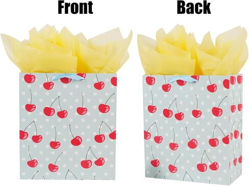 حقيبة هدايا الكرز مقاس 8 بوصات مع مناديل تغليف للنساء والفتيات في عيد ميلاد صغير in Kuwait