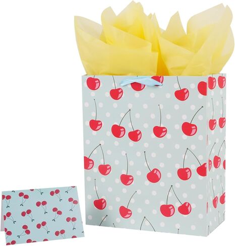 حقيبة هدايا الكرز مقاس 8 بوصات مع مناديل تغليف للنساء والفتيات في عيد ميلاد صغير in Kuwait