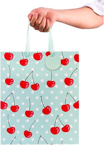 حقيبة هدايا الكرز مقاس 8 بوصات مع مناديل تغليف للنساء والفتيات في عيد ميلاد صغير in Kuwait