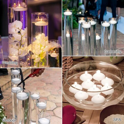3 inch Floating Candles,12Pack White Dripless Wax Unscented Wax 13-15Hours Burning, Wedding Party Candles,for Centerpieces Suitable for Cylindrical Vases,Swimming Pool,Restaurant Decoration in Saudi Arabia