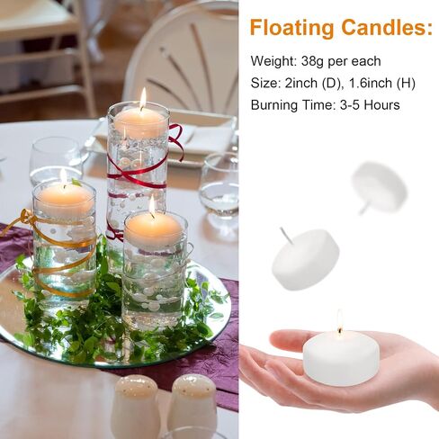 3 inch Floating Candles,12Pack White Dripless Wax Unscented Wax 13-15Hours Burning, Wedding Party Candles,for Centerpieces Suitable for Cylindrical Vases,Swimming Pool,Restaurant Decoration in Saudi Arabia