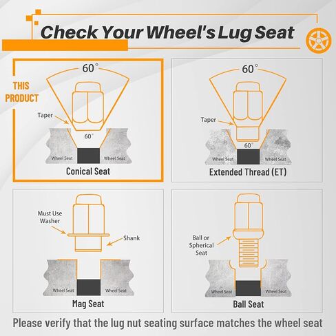 20 قطعة من صواميل العروة المفتوحة M12x1.5 من MIKKUPPA - ارتفاع 50 مم، 60 مقعد مخروطي الشكل مفتوح النهاية، صواميل العروة السوداء لعجلات ما بعد البيع مع مفتاح أداة واحد in Kuwait
