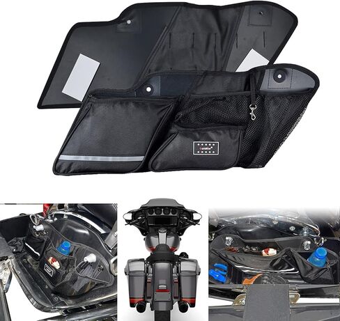 منظمات حقائب السرج من Street Glide، قطعتان من حقيبة تنظيم جانبية صلبة لحقائب Harley 2014-2018 2019 2020 Road King Road Glide Electra Glide منظم حقائب السرج (أسود) in Kuwait