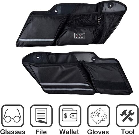 منظمات حقائب السرج من Street Glide، قطعتان من حقيبة تنظيم جانبية صلبة لحقائب Harley 2014-2018 2019 2020 Road King Road Glide Electra Glide منظم حقائب السرج (أسود) in Kuwait