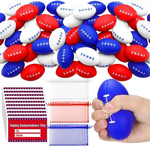 30 Sets Independence Day Foam Football Sports Stress Ball July of 4th Patriotic Foam Ball Bulk Football Party Favors Gift Relief Foam Balls for Party Favors Parade Throw Supplies in Saudi Arabia