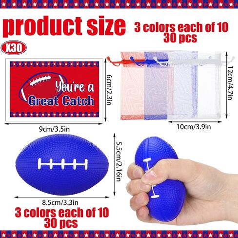 30 Sets Independence Day Foam Football Sports Stress Ball July of 4th Patriotic Foam Ball Bulk Football Party Favors Gift Relief Foam Balls for Party Favors Parade Throw Supplies in Saudi Arabia