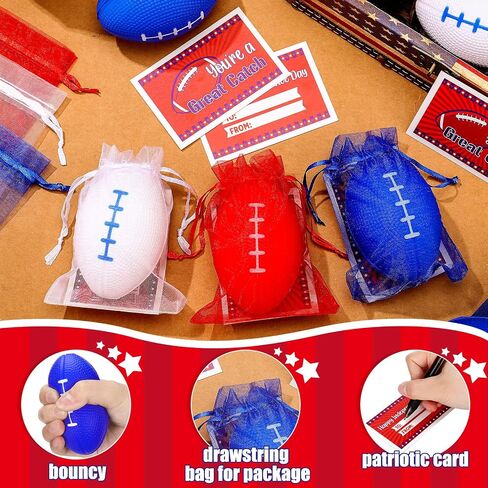 30 Sets Independence Day Foam Football Sports Stress Ball July of 4th Patriotic Foam Ball Bulk Football Party Favors Gift Relief Foam Balls for Party Favors Parade Throw Supplies in Saudi Arabia