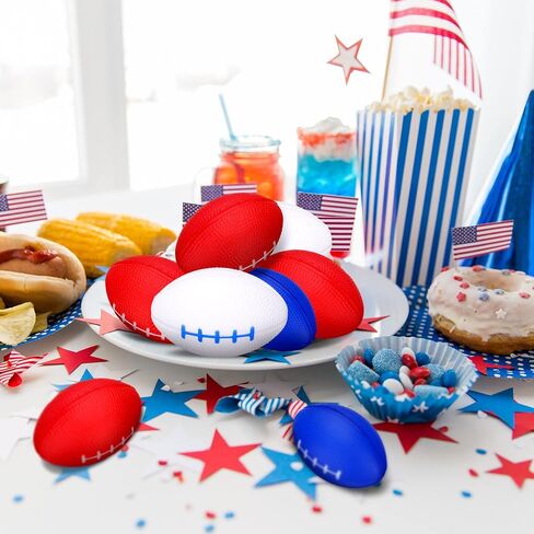 30 Sets Independence Day Foam Football Sports Stress Ball July of 4th Patriotic Foam Ball Bulk Football Party Favors Gift Relief Foam Balls for Party Favors Parade Throw Supplies in Saudi Arabia